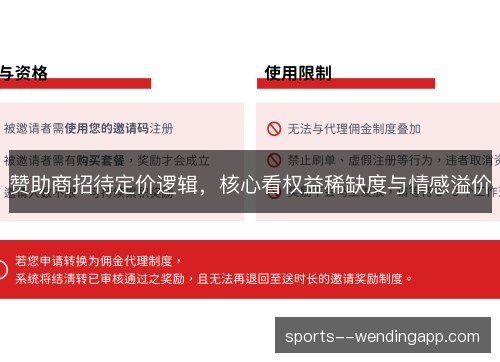 赞助商招待定价逻辑，核心看权益稀缺度与情感溢价